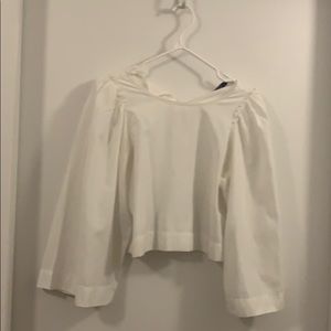 Zara White crop top with oversized sleeves